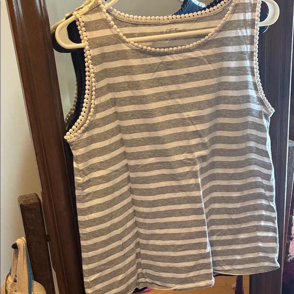 LOFT Gray and White Striped Tank Top
LOFT Blue Tank Top
2 tops